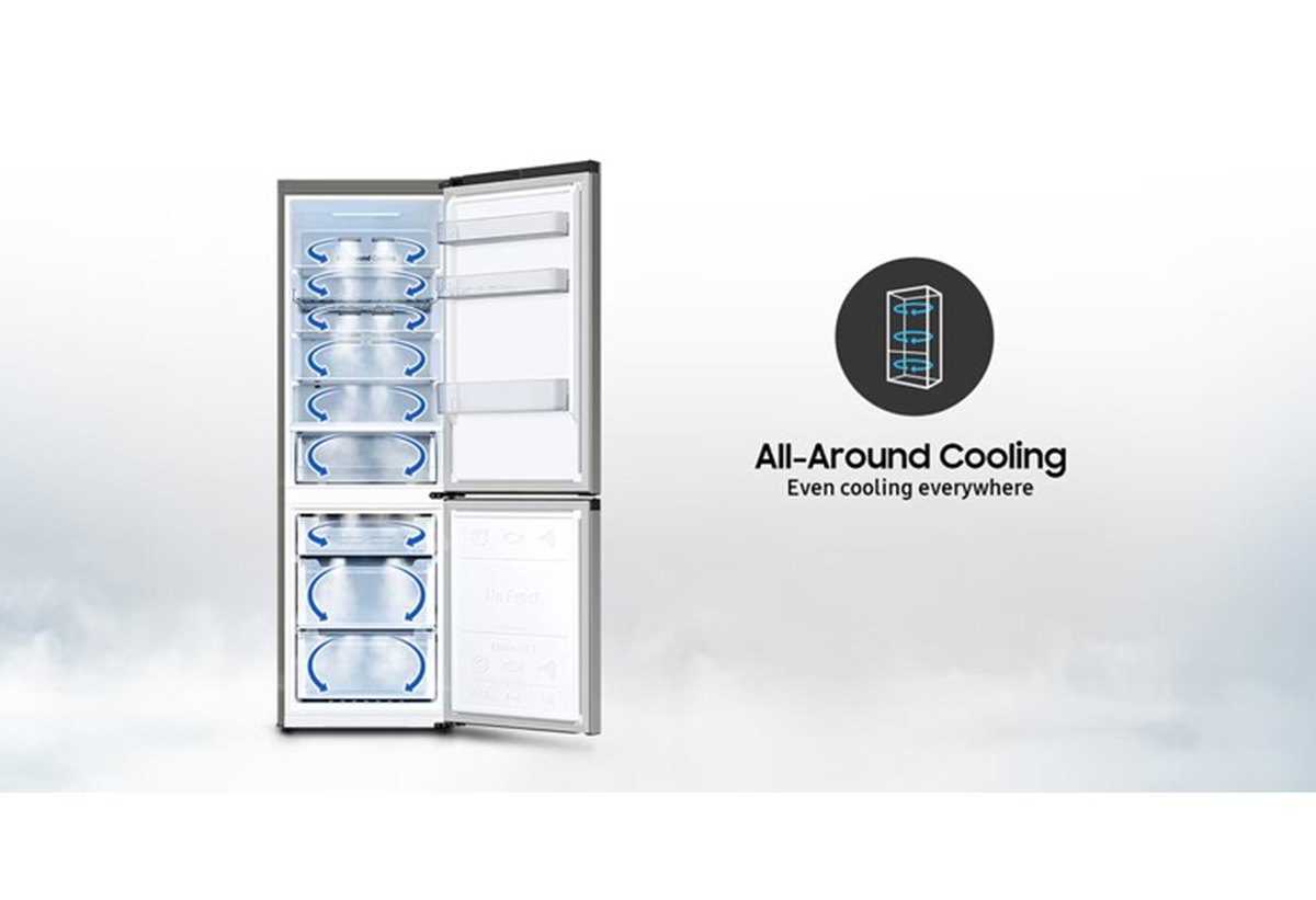 Απεικονίζεται ο ψυγειοκαταψυξτης ανοιχτός και επιγραφή 